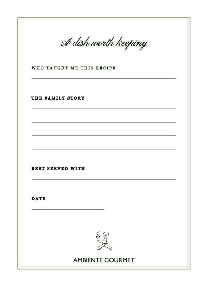 Family Recipe card — the side we handwrite